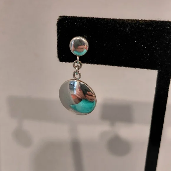 Tiffany Silver Disc Drop Dangle Earrings - Picture 7 of 8